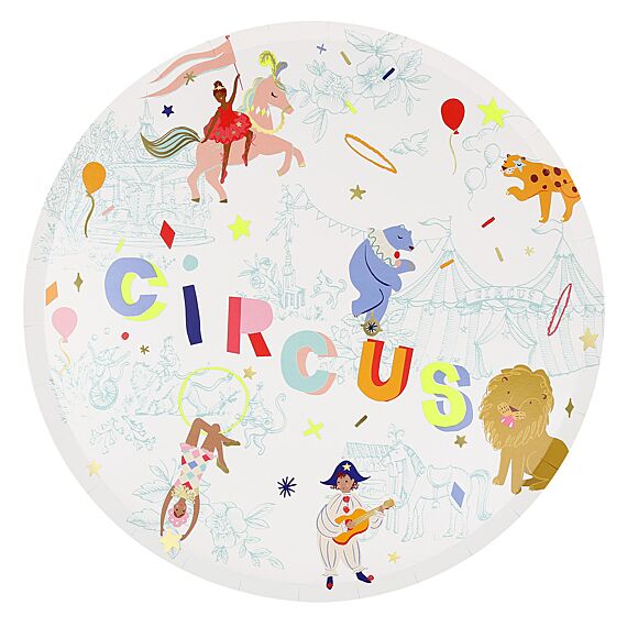 Set Van 8 Feestborden - Circus Dinner Plates