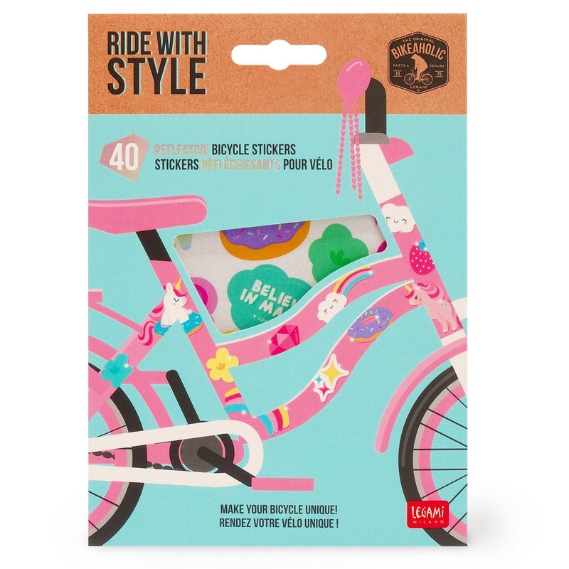 Reflective Bicycle Stickers Ride With Style Unicorn - set van 40