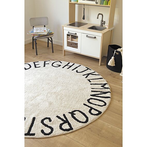 Rond Abc Tapijt - Naturel Zwart |150 Cm