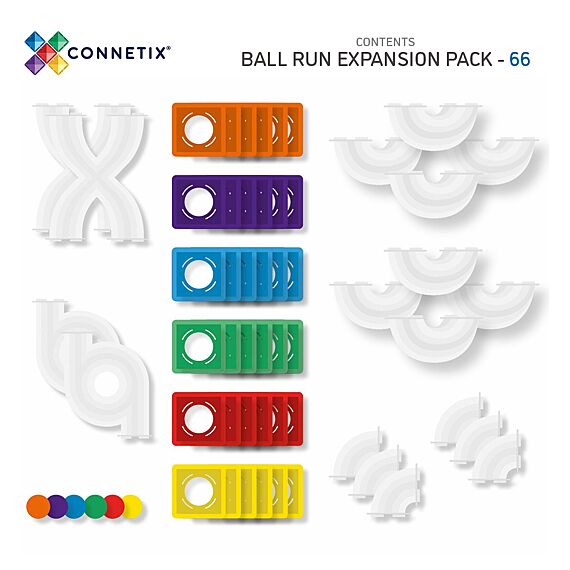 Magnetisch Speelgoed Knikkerbaan Rainbow Ball Run Expansion Pack | Set van 66