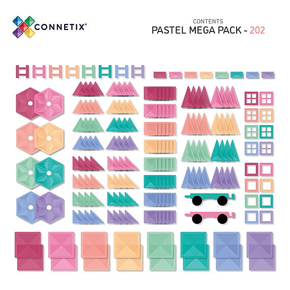 Magnetische bouwstenen Pastel Mega Pack | Set van 202