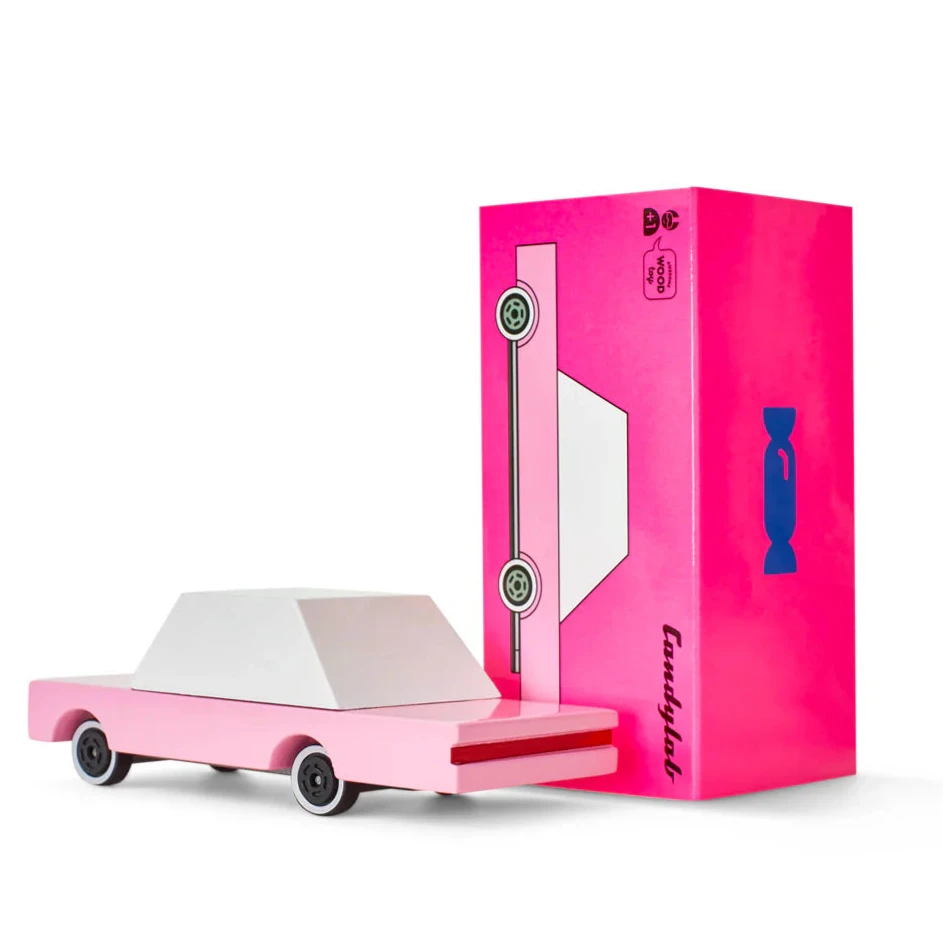 Pink Sedan (F236) 8,9X4,1X3Cm, Wooden Diecast, Magnetic, In