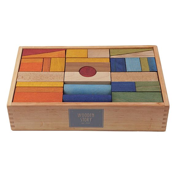 Houten Blokken Rainbow Tray Xl | 63 Stuks