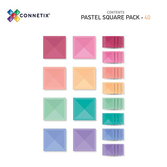 Magnetische tegels Pastel Square Pack | Set van 40