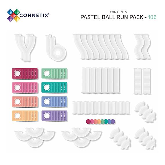 Magnetische Knikkerbaan Pastel Ball Run Pack | Set van 106