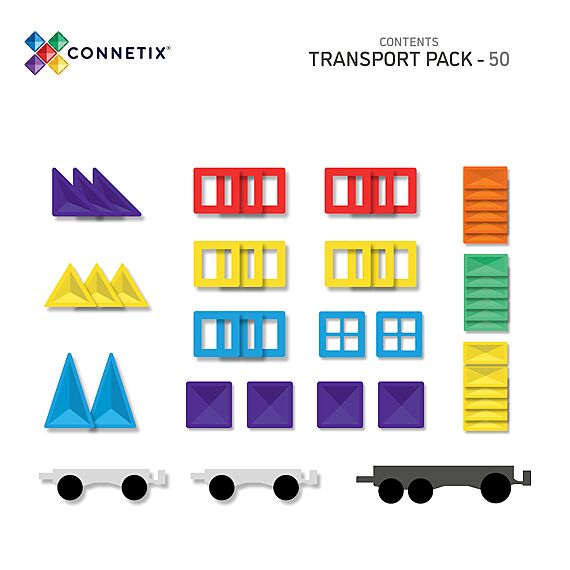 Magnetisch bouwspeelgoed Rainbow Transport Pack | Set van 50