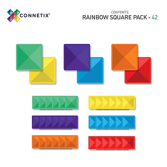 Magnetische bouwstenen Rainbow Square Pack | Set van 42