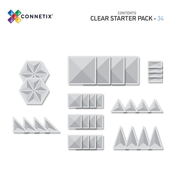 Magnetische tegels Clear Starter Pack | Set van 34