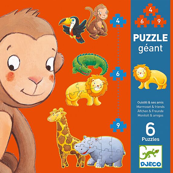 Set Met 6 Grote Puzzels Ouistiti & Vrienden | 4 - 9 Stukjes