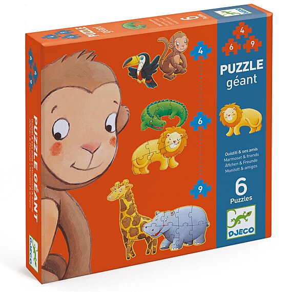 Set Met 6 Grote Puzzels Ouistiti & Vrienden | 4 - 9 Stukjes