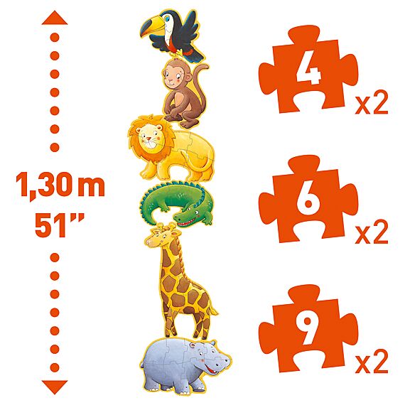 Set Met 6 Grote Puzzels Ouistiti & Vrienden | 4 - 9 Stukjes