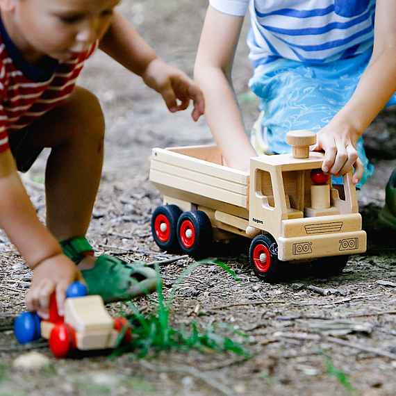 Houten Bouwvoertuig Kiepwagen - 40 cm