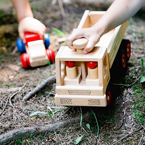 Houten Bouwvoertuig Kiepwagen - 40 cm