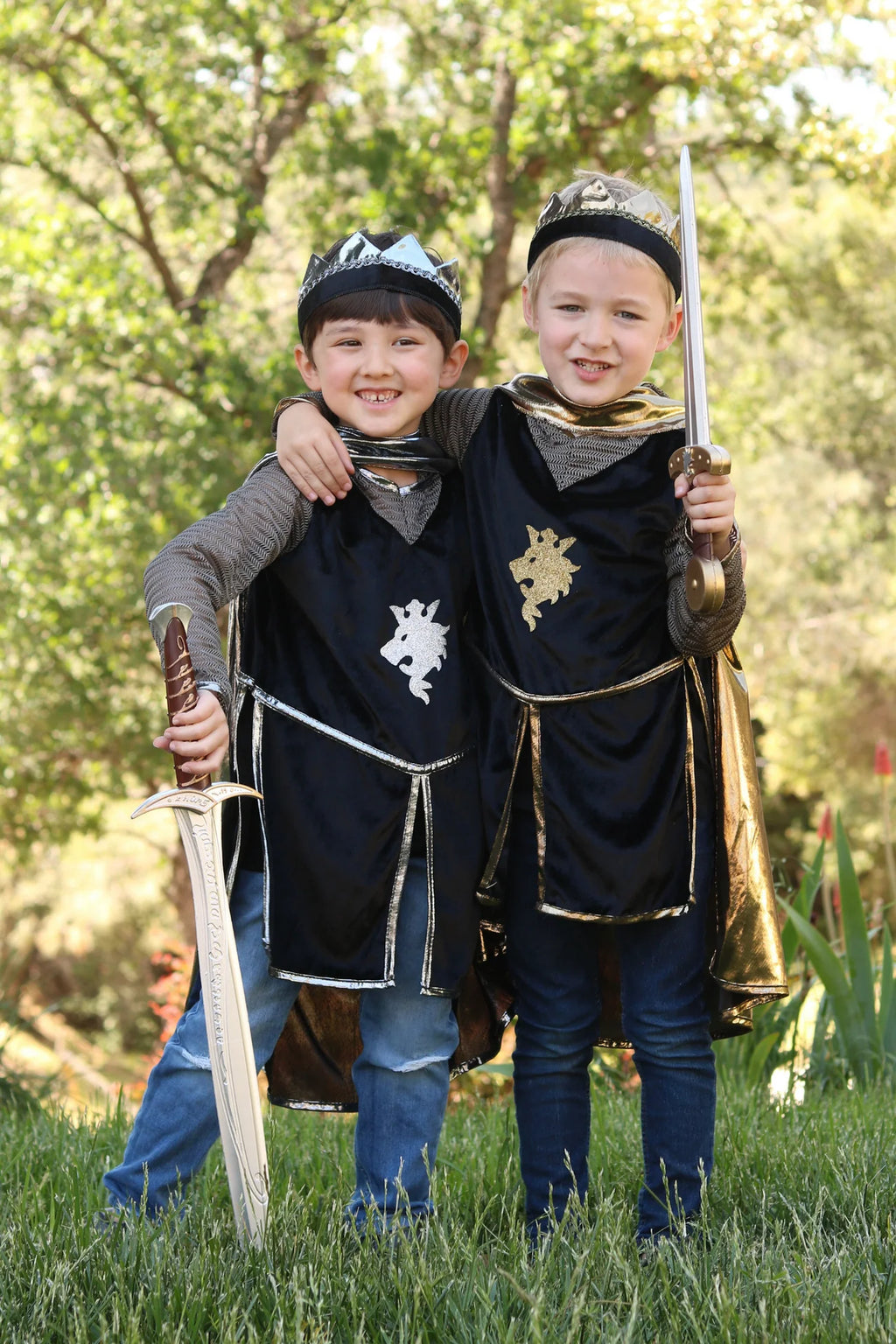 Verkleedkostuum Ridder Gold Knight Cape Tunic with Crown