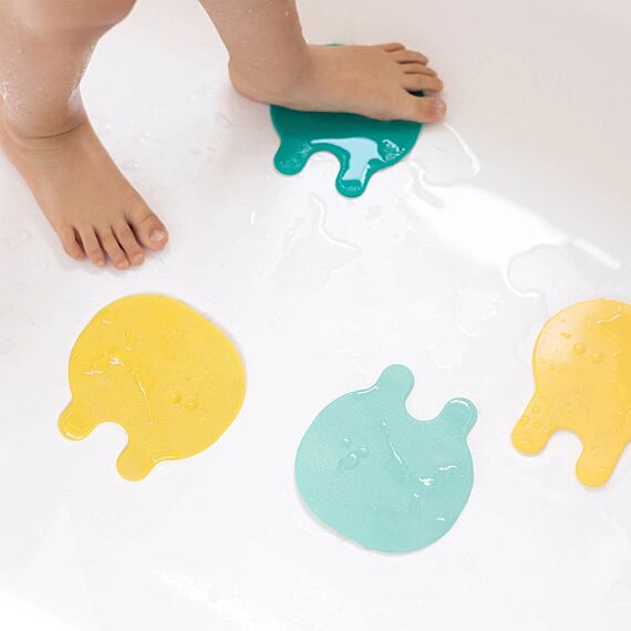 Grippi Anti-Slip Bath Buddies Jellyfish Green/Yellow | Set Van 8