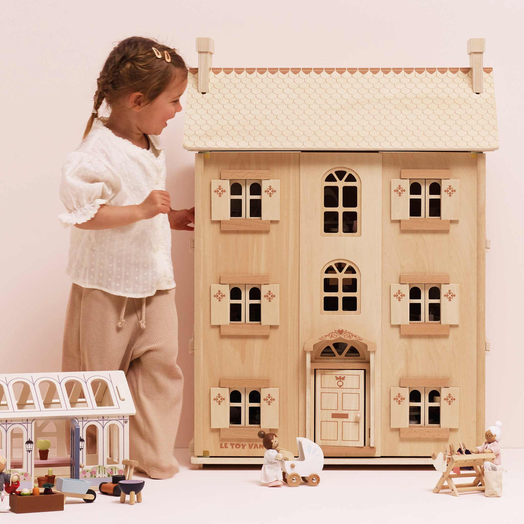 Large Natural Wood Color Dollhouse