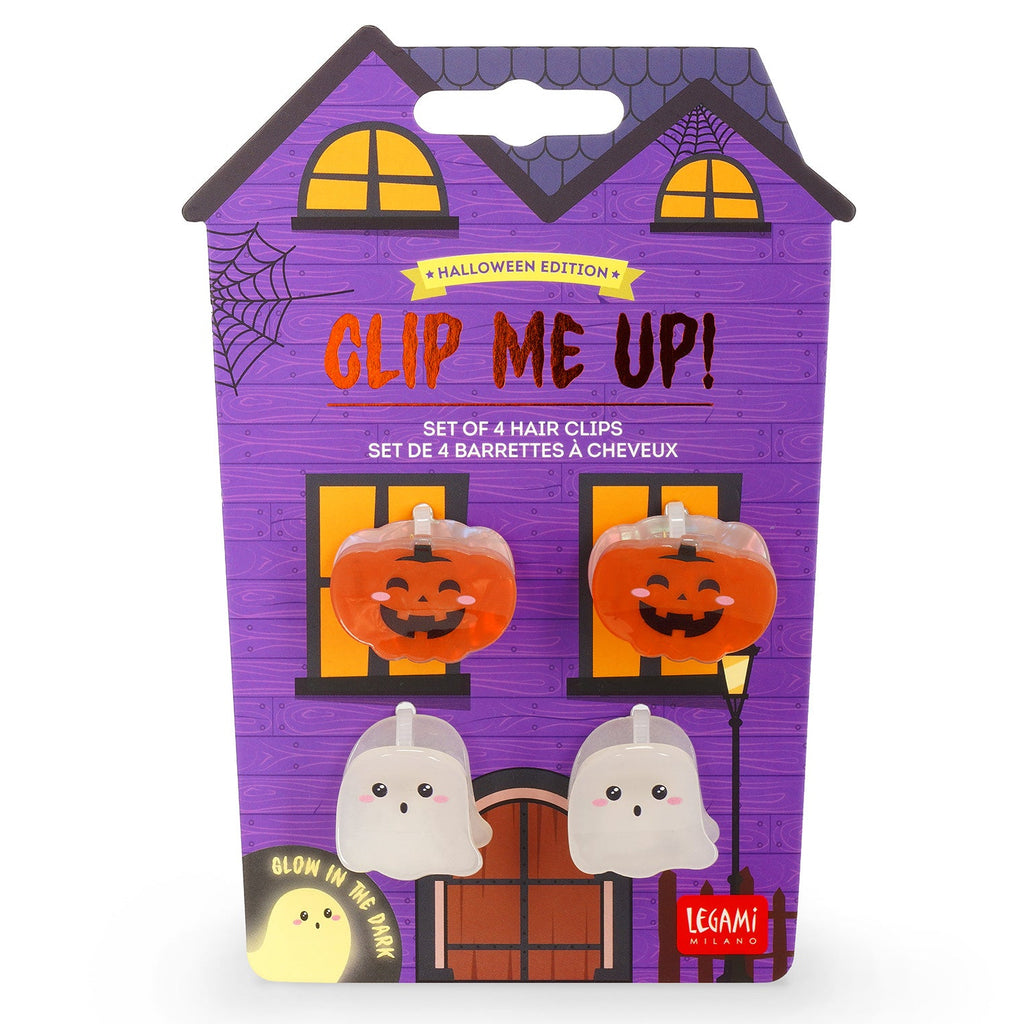 Mini haarspeldjes Clip Me Up! Spook + Pompoen - set van 4