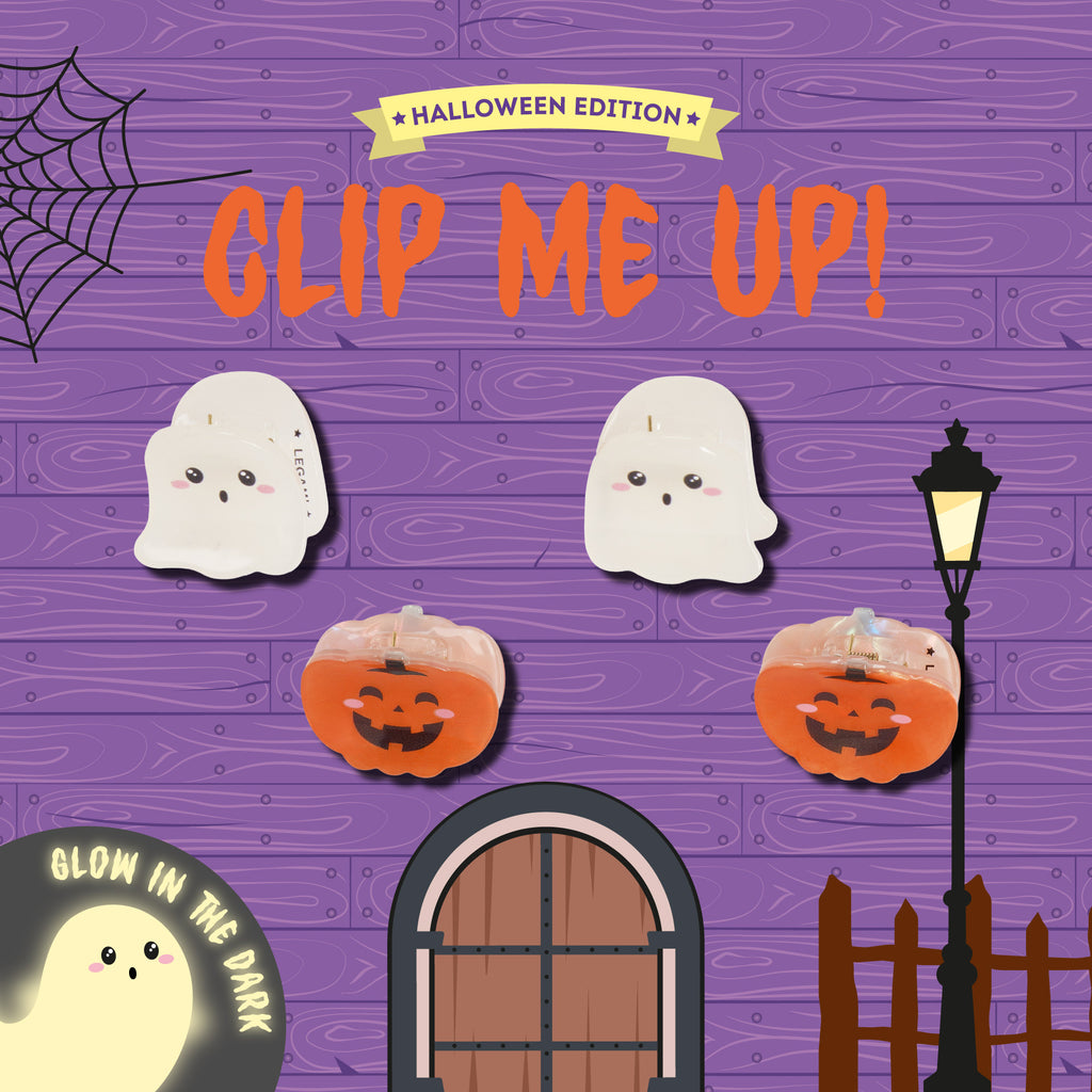 Mini haarspeldjes Clip Me Up! Spook + Pompoen - set van 4
