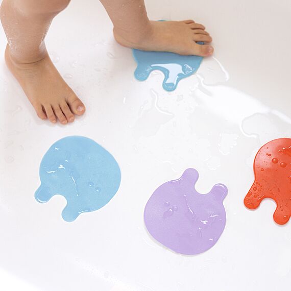 Grippi Anti-Slip Bath Buddies Jellyfish Blue/Orange | Set Van 8