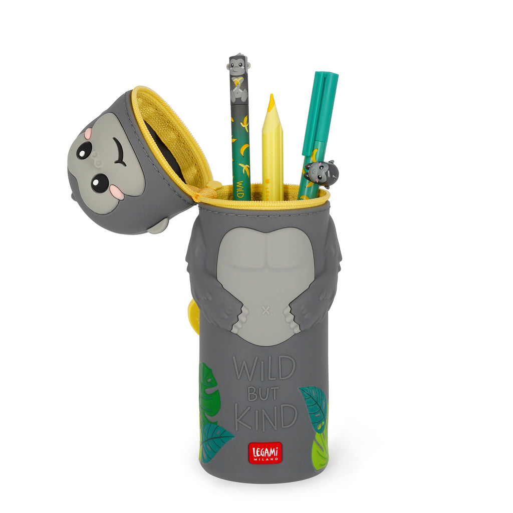 Pennenzak Kawaii 2-In-1 Silicone Pencil Case Gorilla