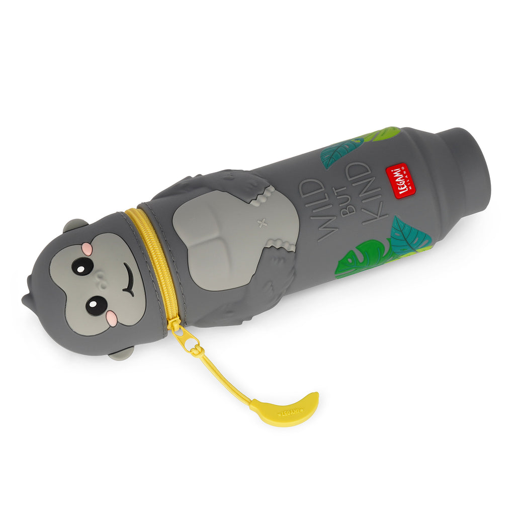 Pennenzak Kawaii 2-In-1 Silicone Pencil Case Gorilla
