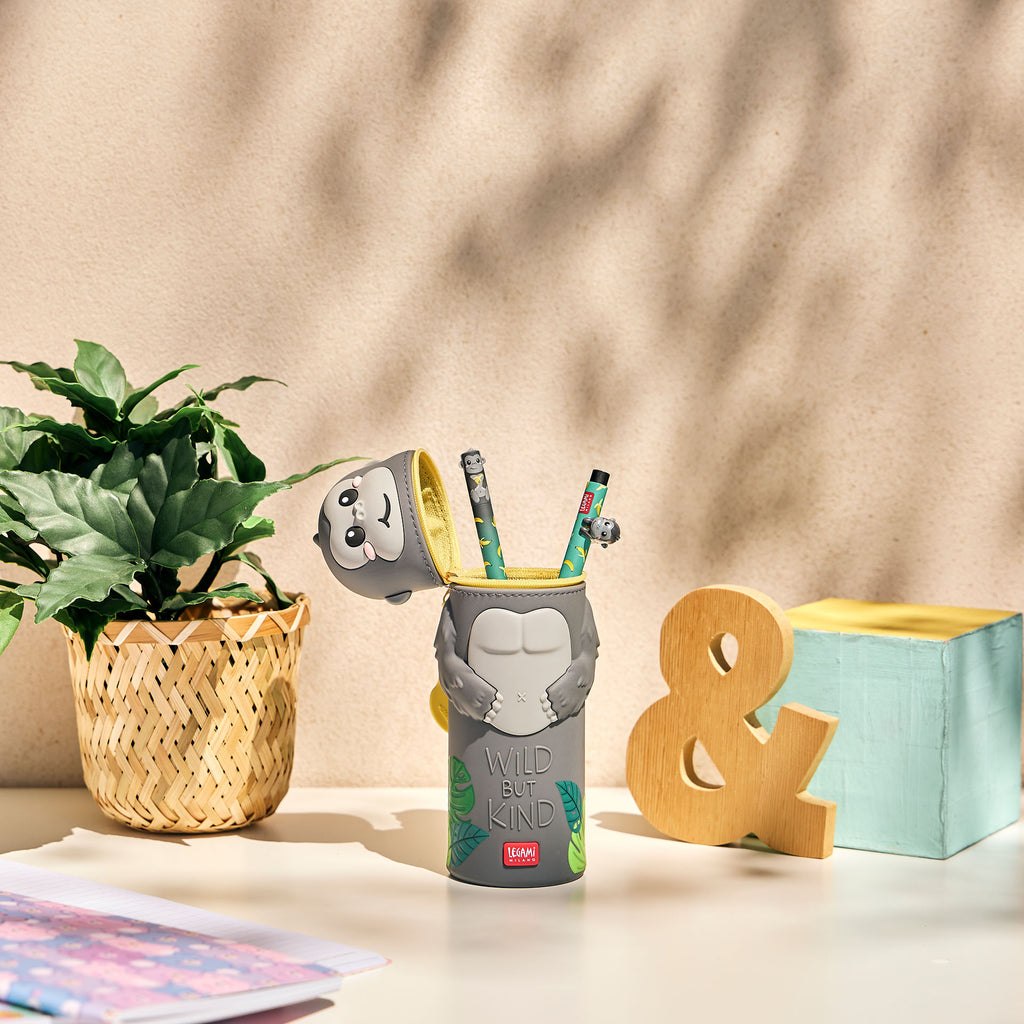 Pennenzak Kawaii 2-In-1 Silicone Pencil Case Gorilla