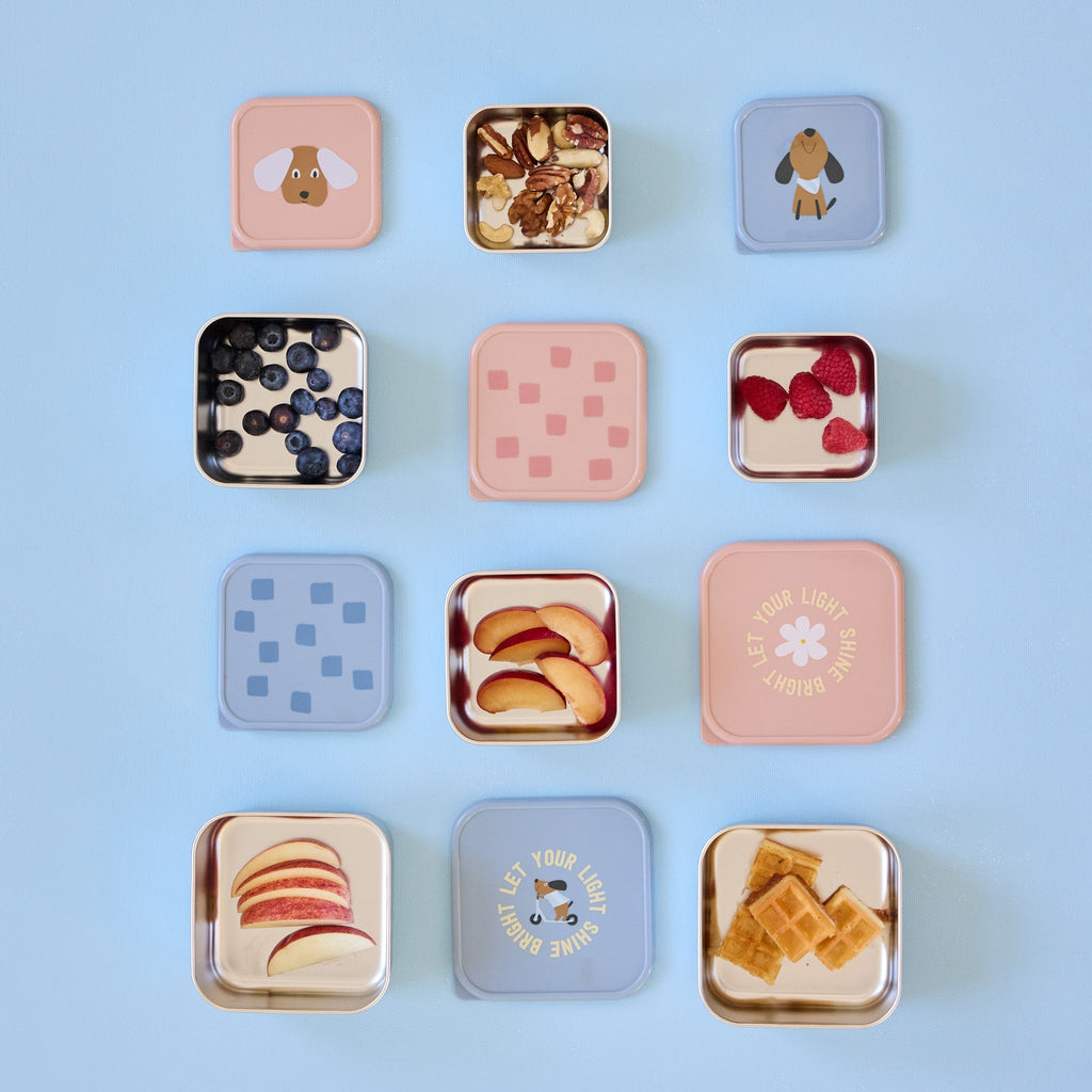 Snack box Stainless Steel 3 pcs Pattern Party blue