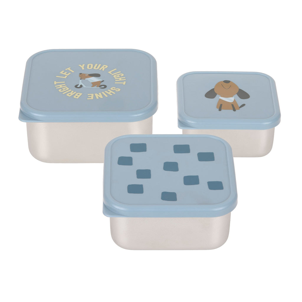 Snack box Stainless Steel 3 pcs Pattern Party blue