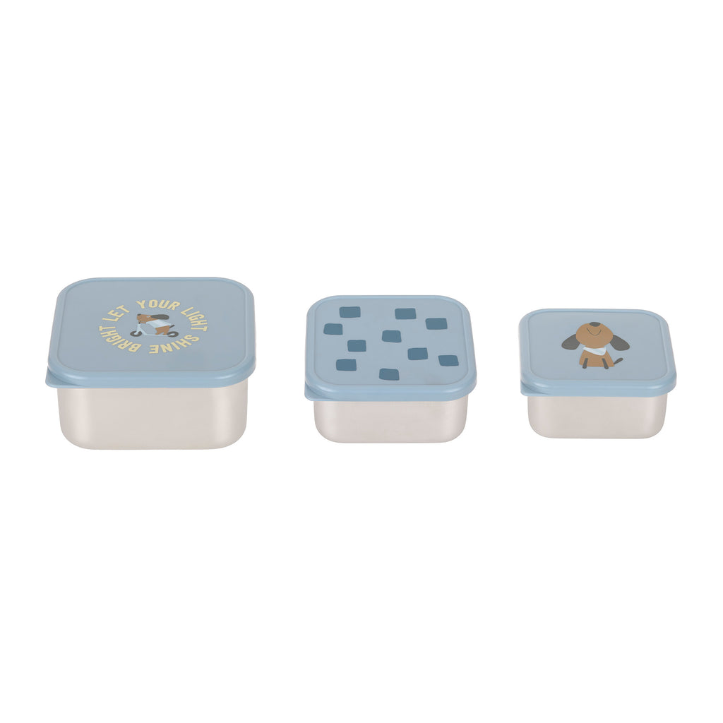 Snack box Stainless Steel 3 pcs Pattern Party blue