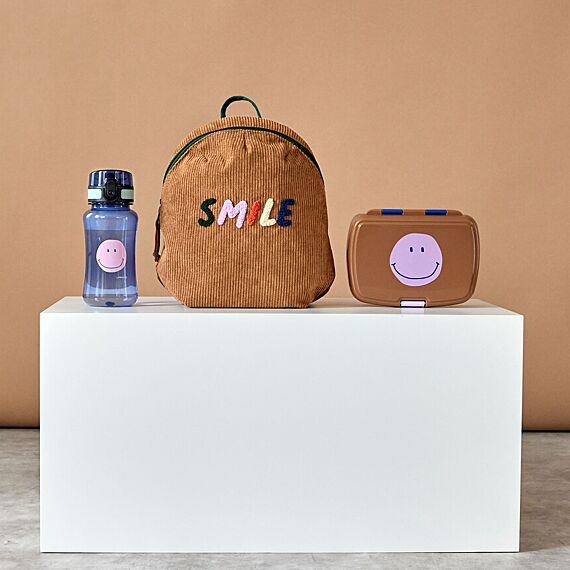 Lunch Set Little Gang Smile Caramel/Blue | Brooddoos + Drinkfles