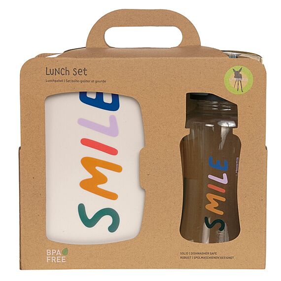 Lunch Set Little Gang Smile Milky/Ocean Green | Brooddoos En Drinkfles