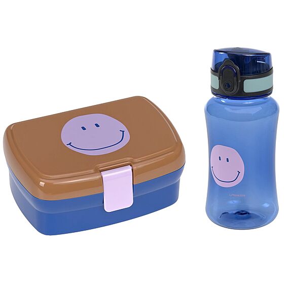 Lunch Set Little Gang Smile Caramel/Blue | Brooddoos + Drinkfles