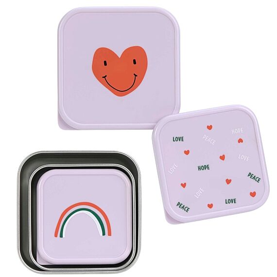 Stalen Snackdozen Happy Rascals Heart Lavender | Set Van 3