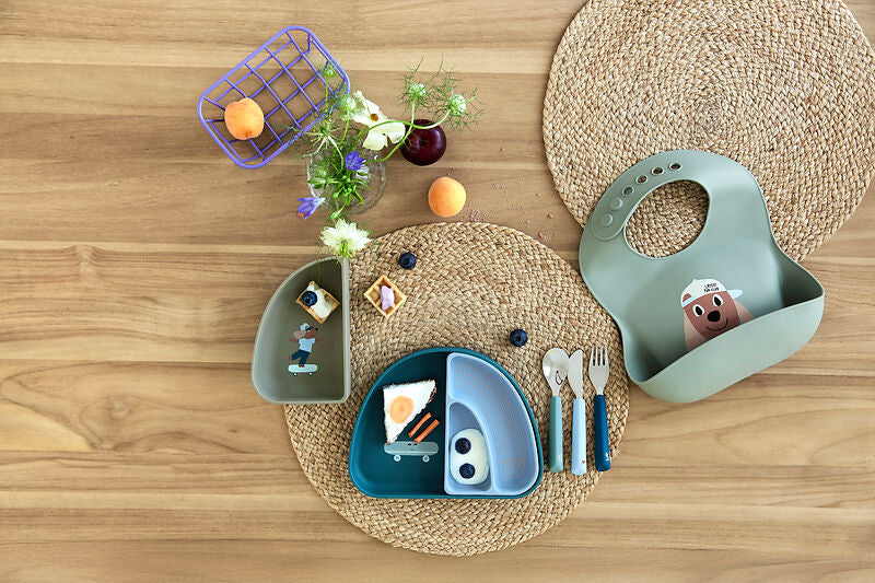 Kinderbestek met siliconen handvat Tiny Team Dog - set van 3