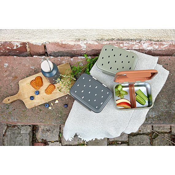 Stalen Brooddoos | Lunchbox Stainless Steel Happy Prints Light Olive