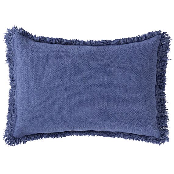 Rechthoekig Kussen Landscape Fringes Cushion Cobalt