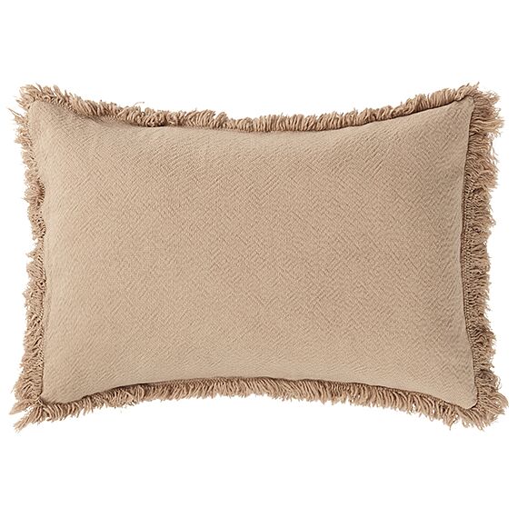 Rechthoekig Kussen Landscape Fringes Cushion Sesame