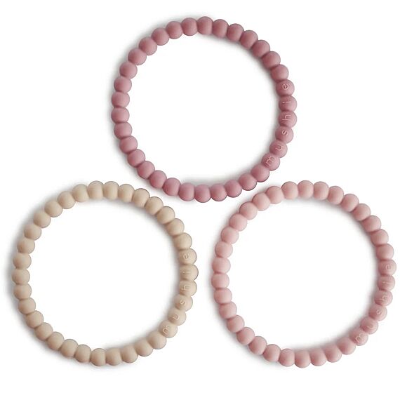 Bijtarmbandjes Silicone Bracelet Linen Peony Pal Pink - Set van 3