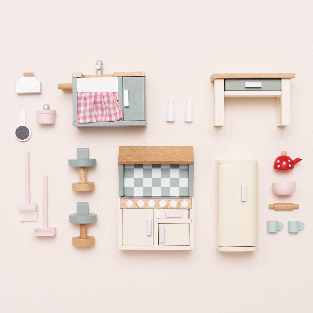 Houten poppenhuismeubels Keuken - 20 delige set