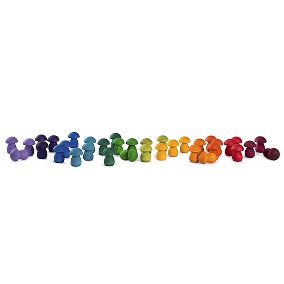 Houten Paddenstoelen Mandala Rainbow Mushrooms | 36 Stuks