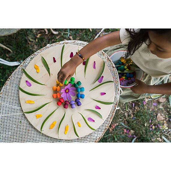 Houten Paddenstoelen Mandala Rainbow Mushrooms | 36 Stuks