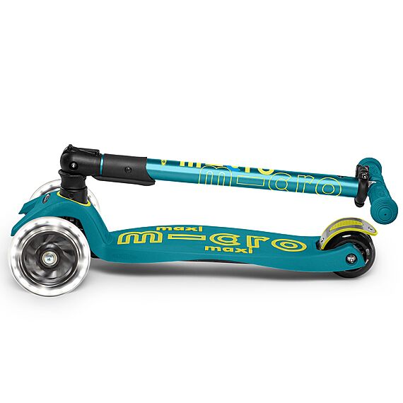 Step met 3 wielen Maxi Micro Deluxe Petrol Green Foldable LED - 5-12 jaar