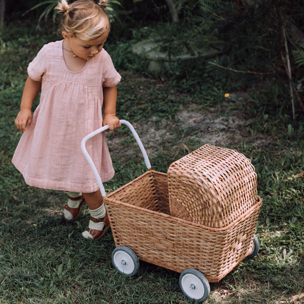 Poppenwagen - Rattan Strolley Natural