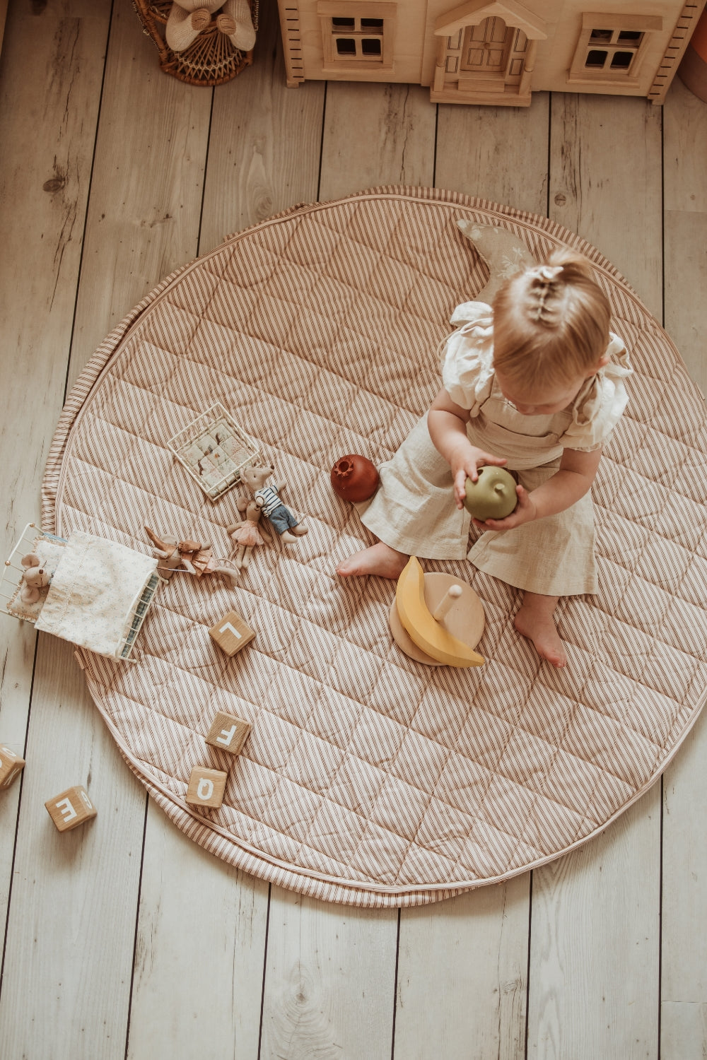 Noomad storage bag and play mat - Soft - Stripes Brown