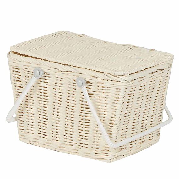 Rotan Mandje Met Deksel | Piki Basket Chalk