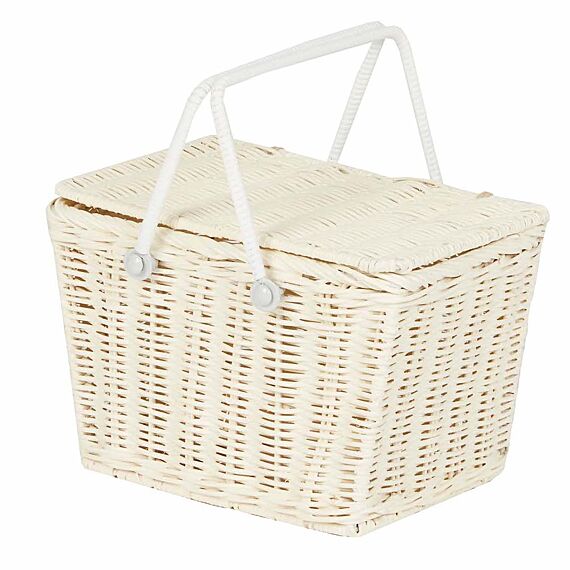 Rotan Mandje Met Deksel | Piki Basket Chalk