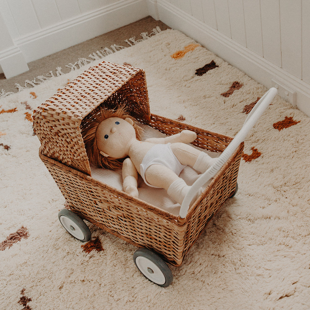 Poppenwagen - Rattan Strolley Natural