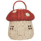 Rieten Mandje - Rattan Mushroom Basket Red