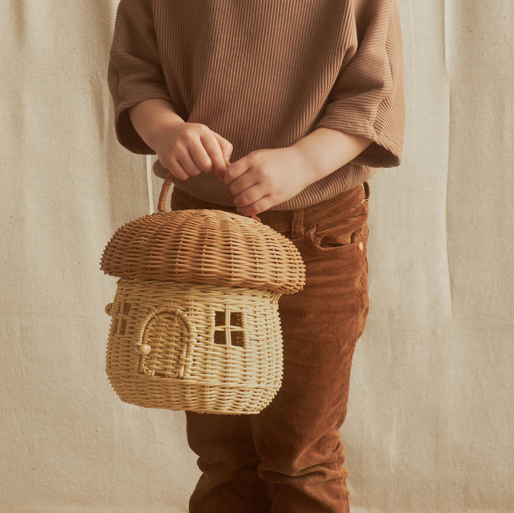 Rieten mandje - Rattan Mushroom Basket Naturel