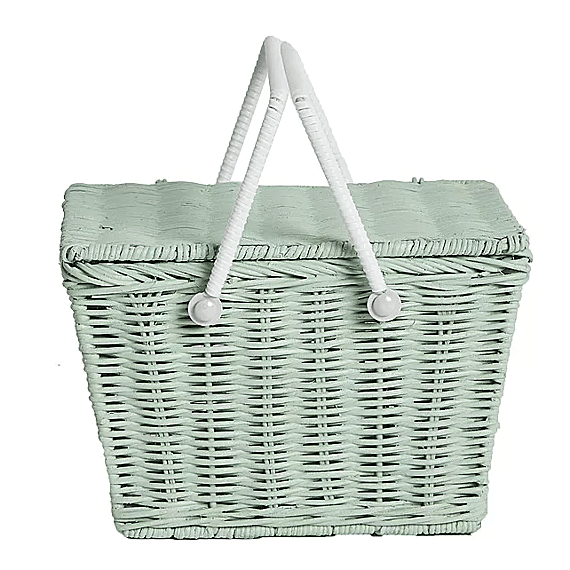 Rotan Mandje Met Deksel | Piki Rattan Basket Mint